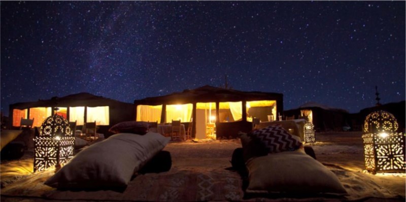 Stars nights at the Sahara Desert in a luxury desert camp Morocco