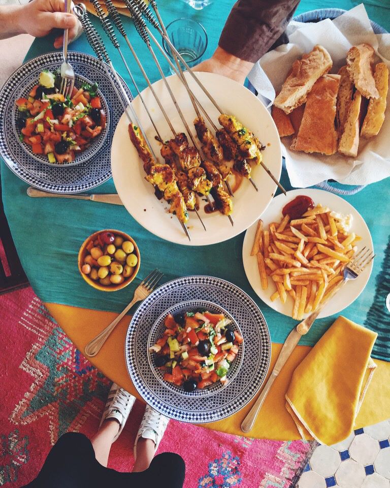 Moroccan-gastronomy-skewer grilled meat skewer in morocco