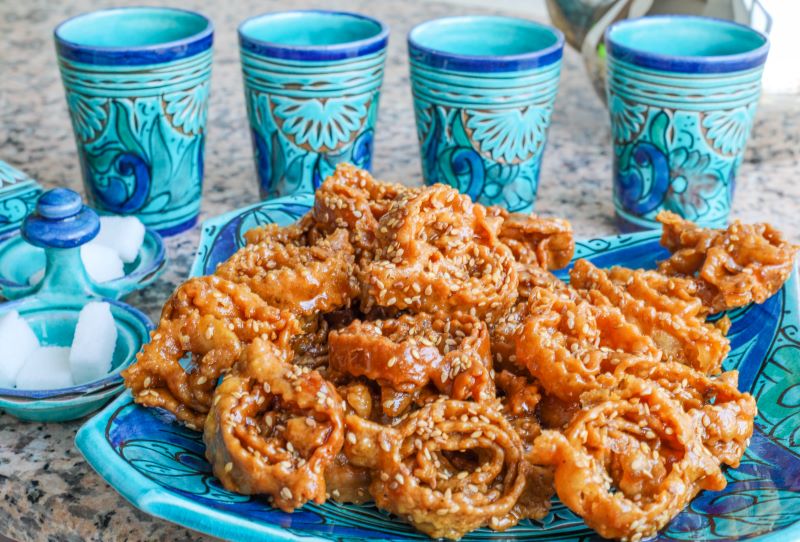 Moroccan-gastronomy-chebakia chebakia typical dessert in morocco