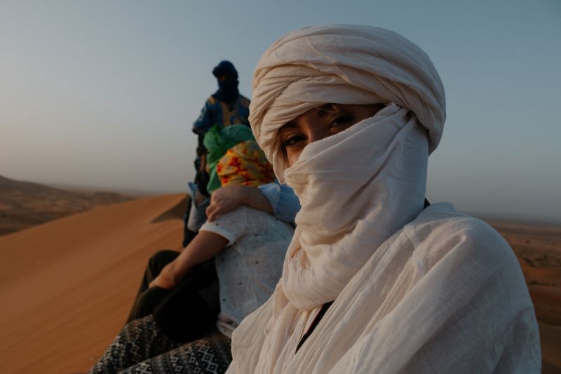 Camel ride in the desert